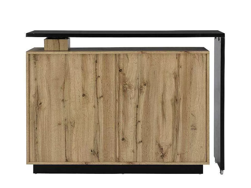 Móvel De Bar*Vente-unique Móvel De Bar Giratorio Com 2 Portas, 1 Gaveta E 1 Nicho Em Mdf Cor Carvalho E Preto - Eldir