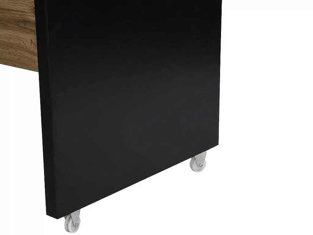 Móvel De Bar*Vente-unique Móvel De Bar Giratorio Com 2 Portas, 1 Gaveta E 1 Nicho Em Mdf Cor Carvalho E Preto - Eldir
