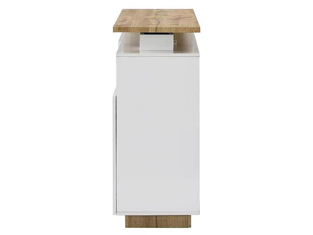 Móvel De Bar*Vente-unique Móvel De Bar Giratorio Com 2 Portas, 1 Gaveta E 1 Nicho Em Mdf Lacado A Branco E Carvalho - Eldir