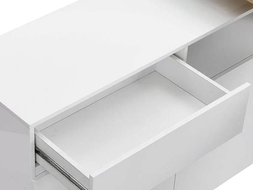 Móvel De Bar*Vente-unique Móvel De Bar Giratorio Com 2 Portas, 1 Gaveta E 1 Nicho Em Mdf Lacado A Branco E Carvalho - Eldir