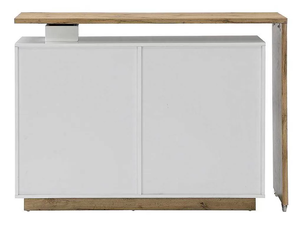 Móvel De Bar*Vente-unique Móvel De Bar Giratorio Com 2 Portas, 1 Gaveta E 1 Nicho Em Mdf Lacado A Branco E Carvalho - Eldir