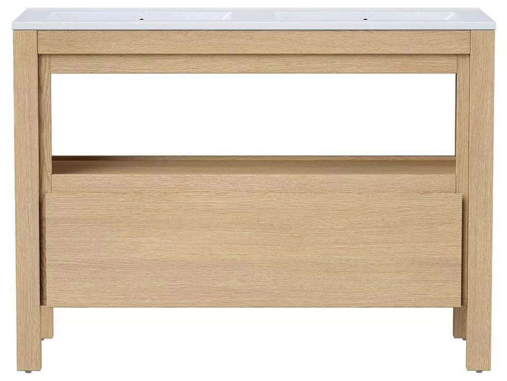 Móvel Lavatório Duplo*Vente-unique Móvel De Casa De Banho Com Lavatório De Encastrar, Folha De Carvalho, 120 Cm - Cosmoti