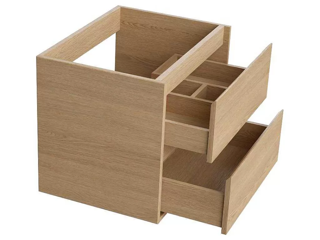 Móvel Lavatório Individual*Vente-unique Móvel De Casa De Banho Com Lavatório De Pedra Instalacao Suspensa, Folha De Carvalho, 60 Cm - Milipam