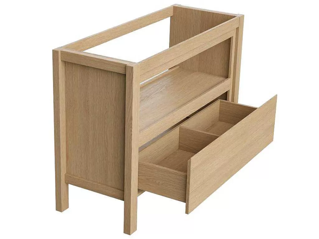 Móvel Lavatório Duplo*Vente-unique Móvel De Casa De Banho Com Lavatório Duplo De Pousar, Folha De Carvalho, 120 Cm - Cosmoti