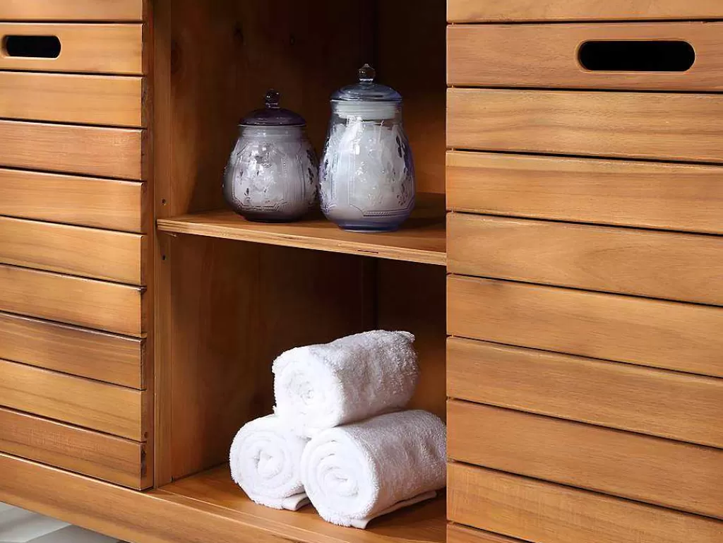 Móvel Lavatório Duplo*Vente-unique Móvel De Casa De Banho Em Madeira De Acacia Com Lavatório Duplo E Espelhos De 130 Cm - Pulukan