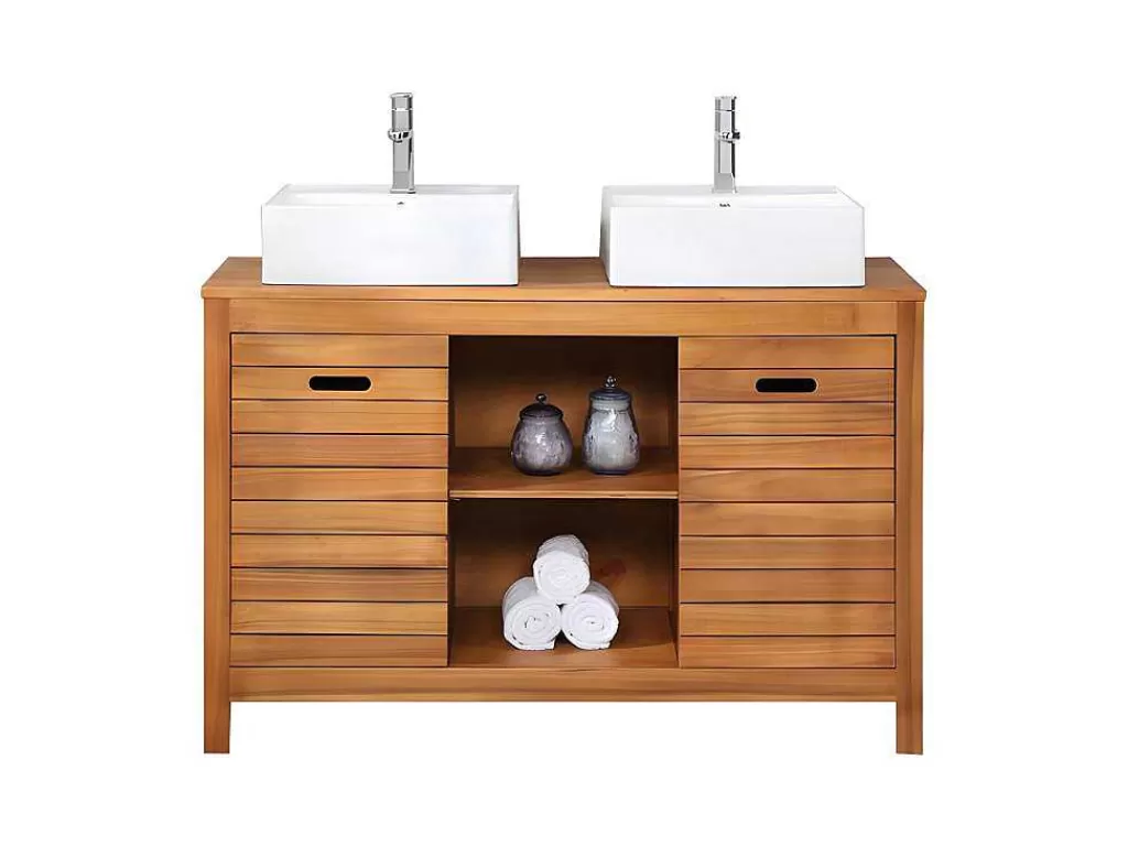 Móvel Lavatório Duplo*Vente-unique Móvel De Casa De Banho Em Madeira De Acacia Com Lavatório Individual De 130 Cm - Pulukan
