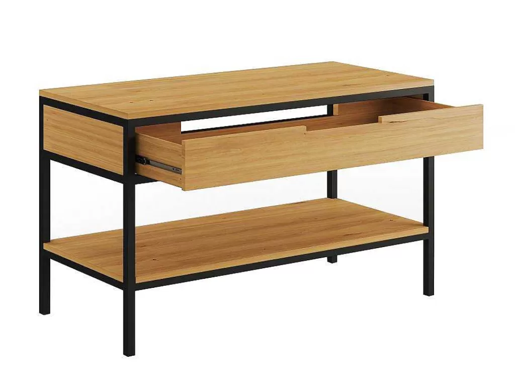 Móvel Lavatório Duplo*Vente-unique Móvel De Casa De Banho Em Teca Clara E Metal Com Lavatório Duplo 120 Cm - Tukad