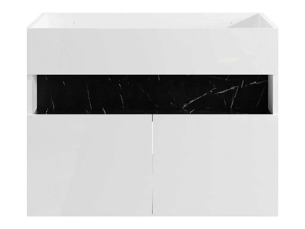Móvel Para Lavatório*Vente-unique Móvel De Casa De Banho Para Colocar Sob O Lavatório Com Leds, Branco E Preto Efeito Marmore C80 Cm - Pozega