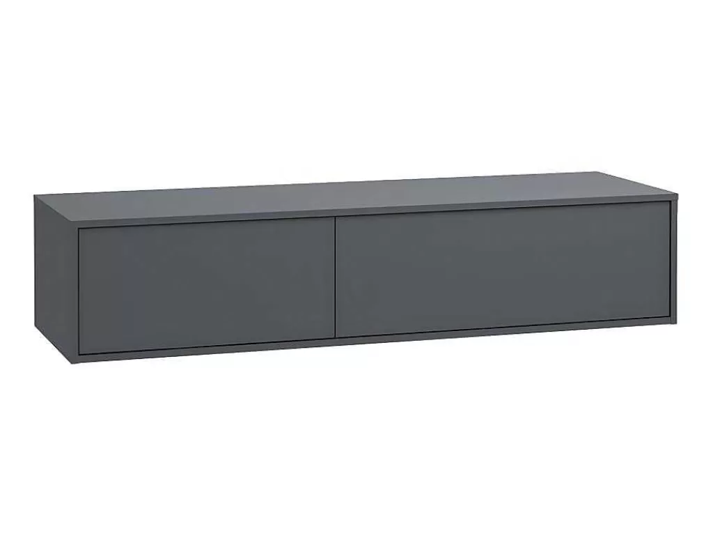 Móvel Lavatório Duplo*Vente-unique Móvel De Casa De Banho Suspenso Com Lavatório Duplo Cor Cinza Antracite C150 Cm - Isaure Ii