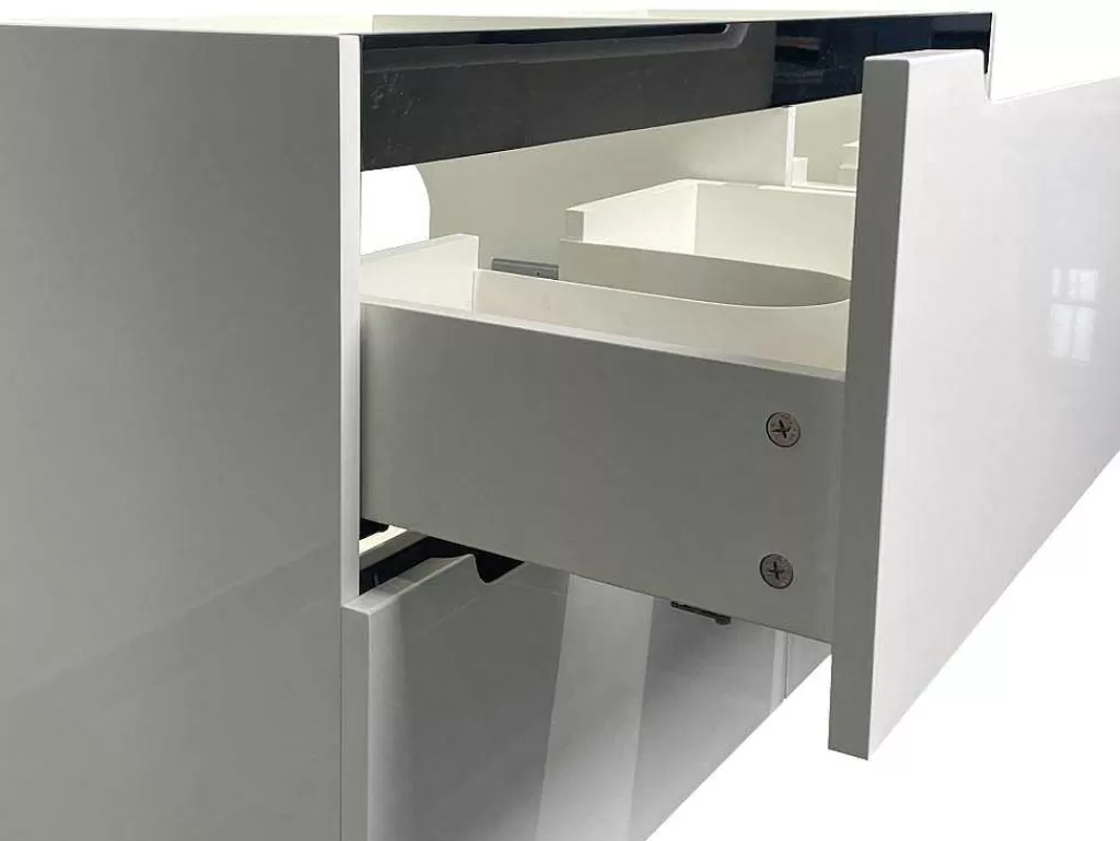 Móvel Lavatório Duplo*Vente-unique Móvel De Casa De Banho Suspenso Com Lavatório Duplo De Encastrar E Coluna Branco 120 Cm - Selita