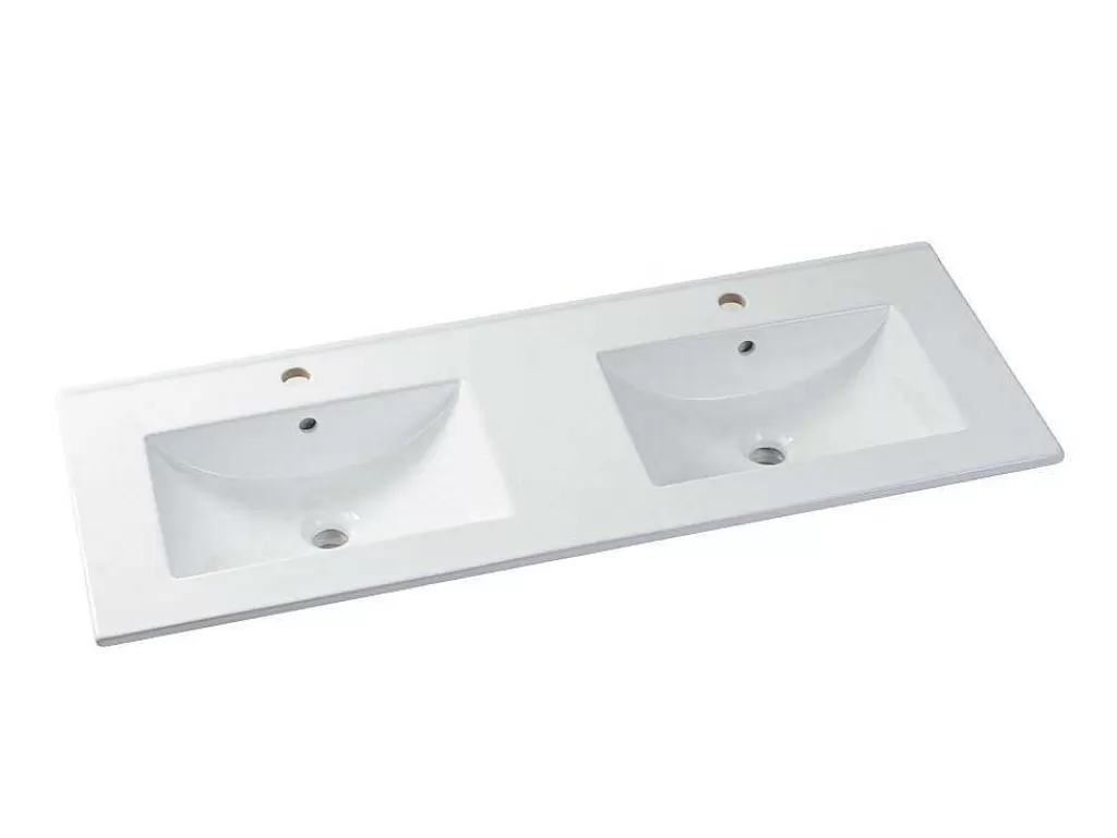 Móvel Lavatório Duplo*Vente-unique Móvel De Casa De Banho Suspenso Com Lavatório Duplo De Encastrar E Coluna Cinzento 120 Cm - Selita
