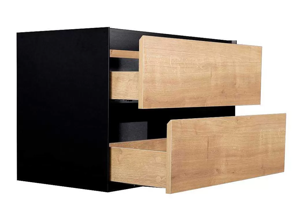 Móvel Lavatório Individual*Vente-unique Móvel De Casa De Banho Suspenso Com Lavatório Embutido Cor Clara E Preto 80 Cm - Lannick