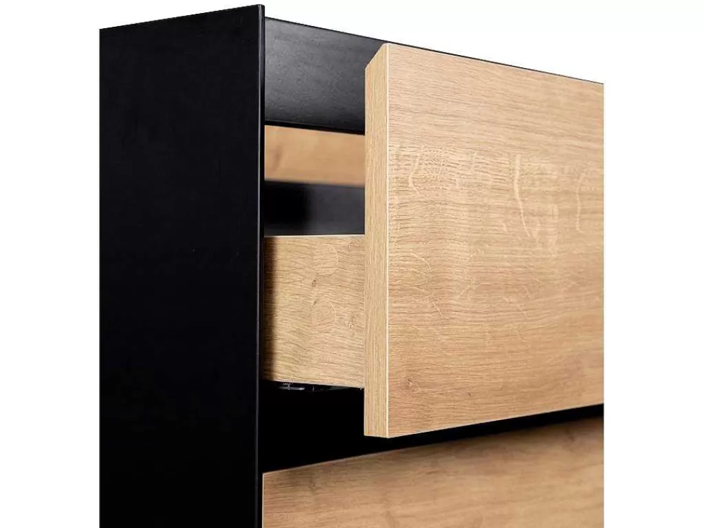 Móvel Lavatório Individual*Vente-unique Móvel De Casa De Banho Suspenso Com Lavatório Embutido Cor Clara E Preto 80 Cm - Lannick