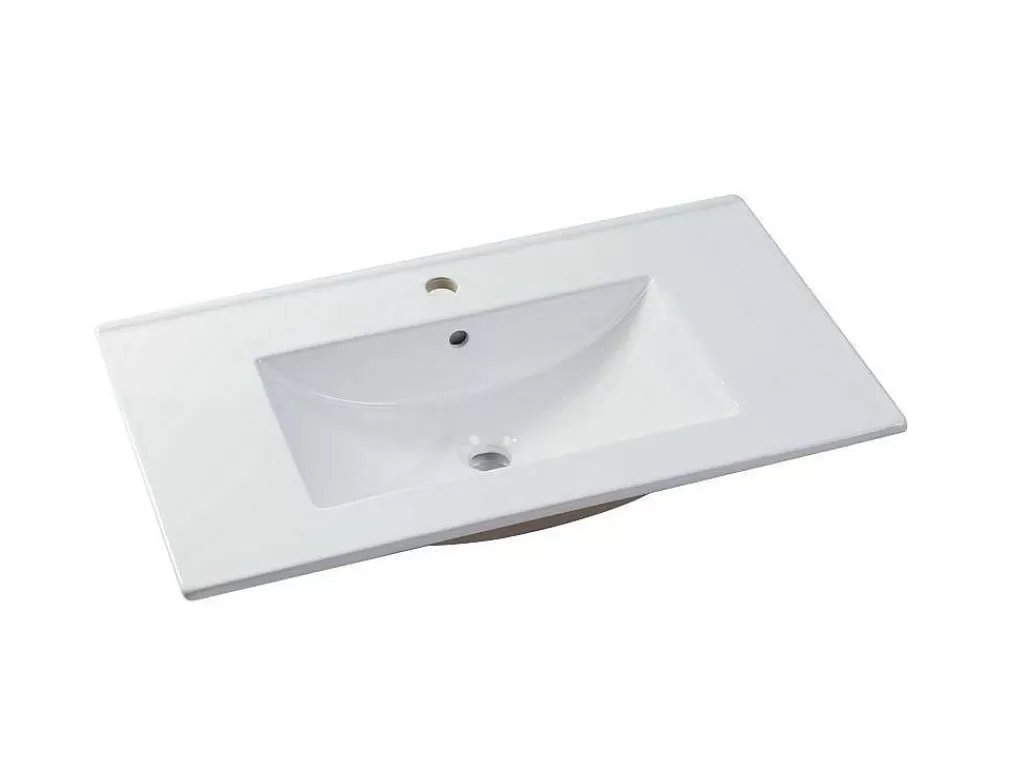 Móvel Lavatório Individual*Vente-unique Móvel De Casa De Banho Suspenso Com Lavatório Embutido Cor Clara E Preto 80 Cm - Lannick