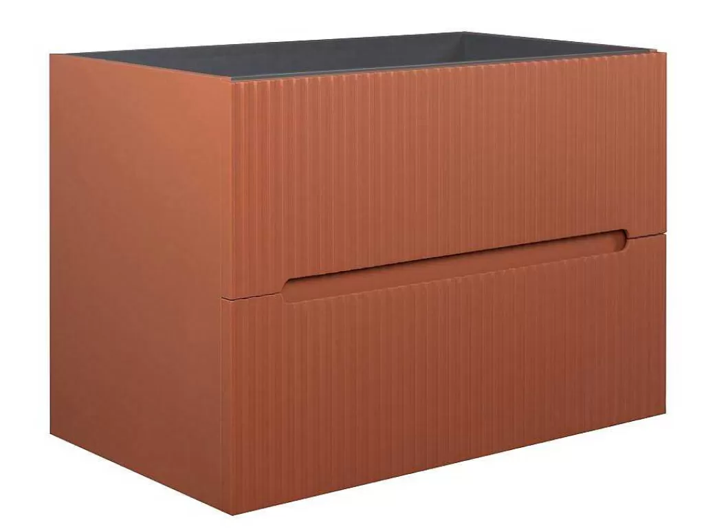 Móvel Lavatório Individual*Vente-unique Móvel De Casa De Banho Suspenso Com Lavatório Embutido Terracota Listrada 80 Cm - Pavani