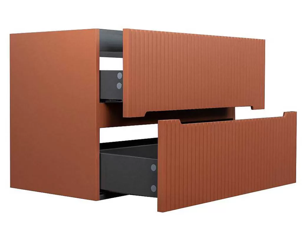 Móvel Lavatório Individual*Vente-unique Móvel De Casa De Banho Suspenso Com Lavatório Embutido Terracota Listrada 80 Cm - Pavani