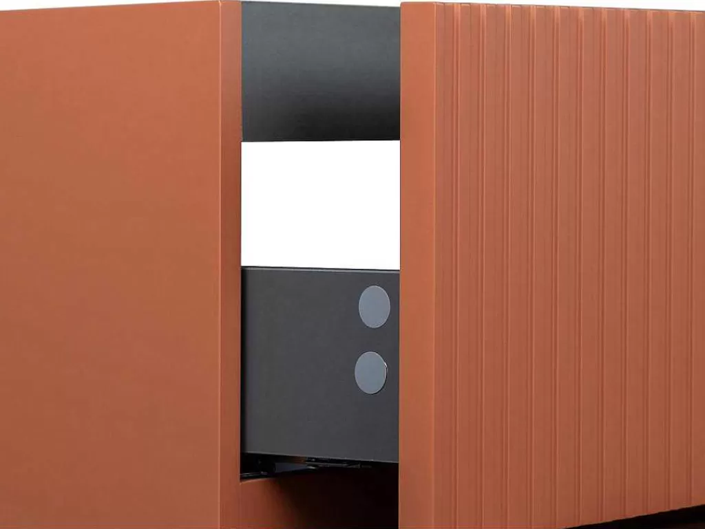 Móvel Lavatório Individual*Vente-unique Móvel De Casa De Banho Suspenso Com Lavatório Embutido Terracota Listrada 80 Cm - Pavani