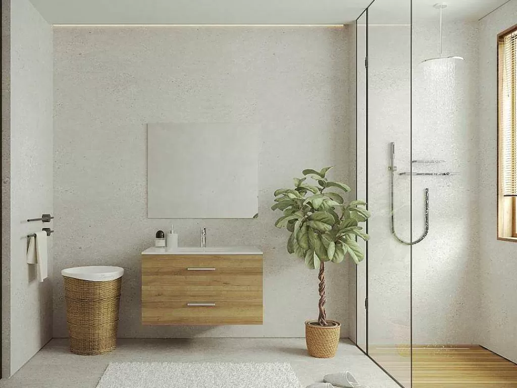 Móvel Lavatório Individual*Vente-unique Móvel De Casa De Banho Suspenso Com Lavatório Individual, Cor Clara Natural, 80 Cm - Kayla
