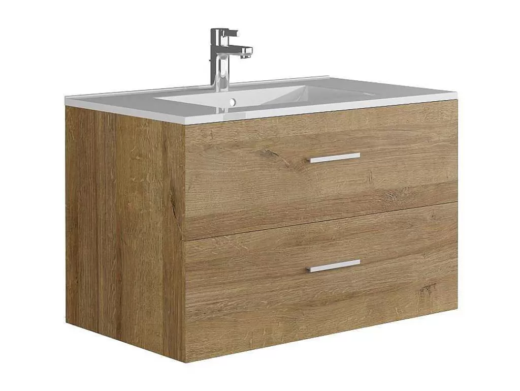 Móvel Lavatório Individual*Vente-unique Móvel De Casa De Banho Suspenso Com Lavatório Individual, Cor Clara Natural, 80 Cm - Kayla