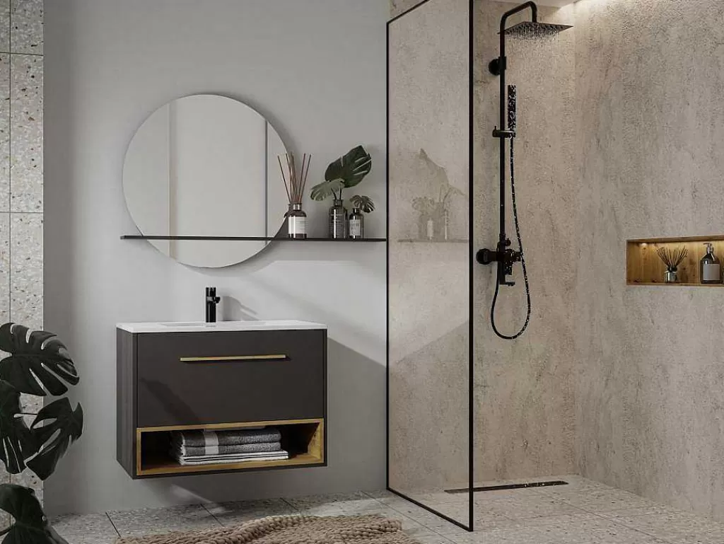 Móvel Para Lavatório*Vente-unique Móvel De Casa De Banho Suspenso Cor Antracite De 120 Cm - Yangra