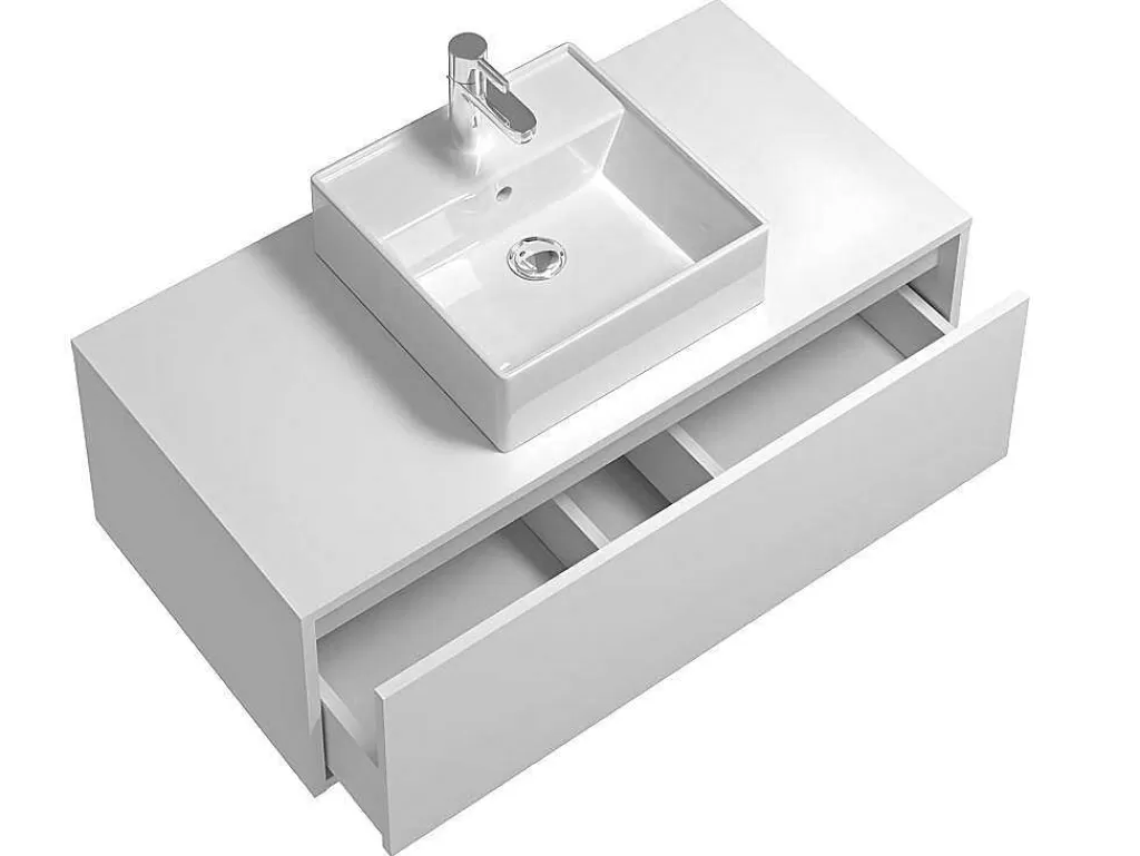 Promoções Casa De Banho & Bem-Estar*Vente-unique Móvel De Casa De Banho Suspenso Cor Branco Com Lavatório Individual - Teana