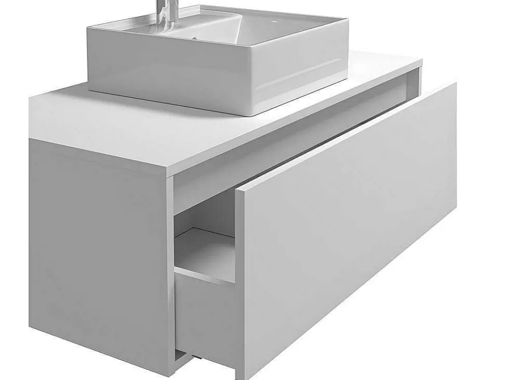 Promoções Casa De Banho & Bem-Estar*Vente-unique Móvel De Casa De Banho Suspenso Cor Branco Com Lavatório Individual - Teana