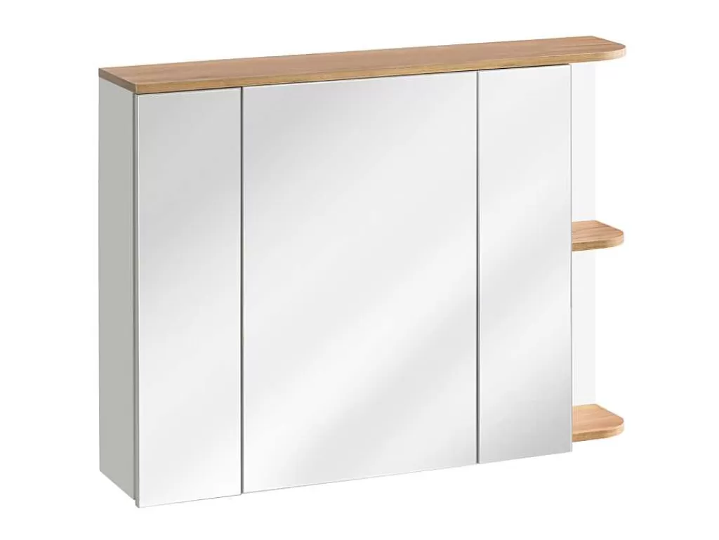 Móvel Lavatório Individual*Vente-unique Móvel De Casa De Banho Suspenso Cor Madeira E Branco Com Lavatório Individual, Coluna E Armário De Casa De Banho 94 Cm - Anida