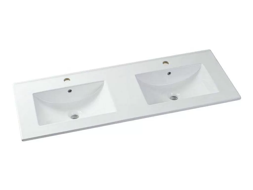 Móvel Lavatório Duplo*Vente-unique Móvel De Casa De Banho Suspenso Estriado Lavatório De Encastrar Preto 120 Cm - Zevara