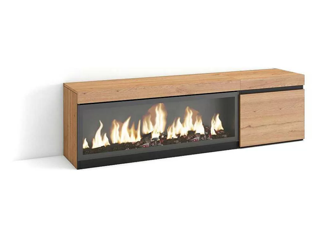 Móvel De Tv*Skraut Home Móvel De Tv, 160, Para Televisores Ate 65", Lareira Electrica Xxl, Carvahlo