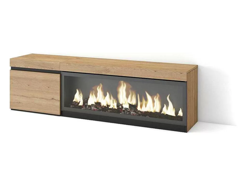 Móvel De Tv*Skraut Home Móvel De Tv, 160, Para Televisores Ate 65", Lareira Electrica Xxl, Carvahlo