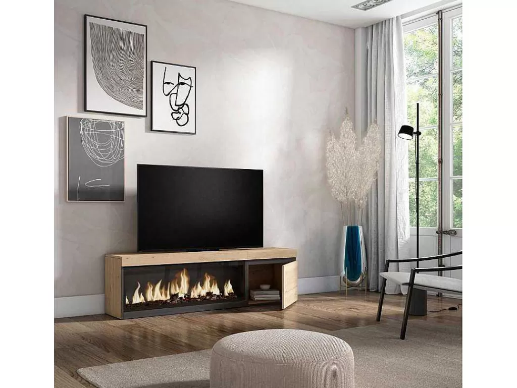 Móvel De Tv*Skraut Home Móvel De Tv, 160, Para Televisores Ate 65", Lareira Electrica Xxl, Carvahlo