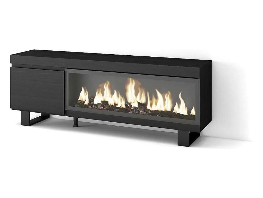 Móvel De Tv*Skraut Home Móvel De Tv, 160, Para Televisores Ate 65", Lareira Electrica Xxl, Design Industrial, Preto