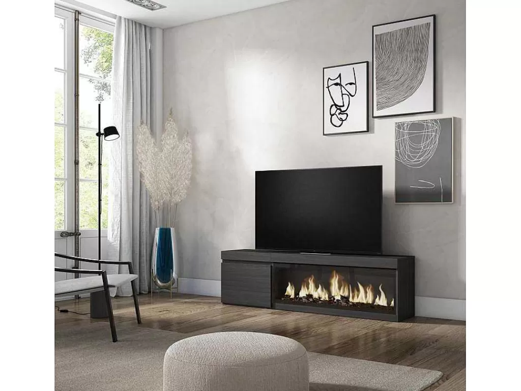 Móvel De Tv*Skraut Home Móvel De Tv, 160, Para Televisores Ate 65", Lareira Electrica Xxl, Preto