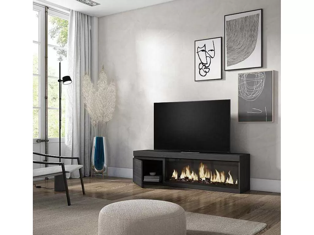 Móvel De Tv*Skraut Home Móvel De Tv, 160, Para Televisores Ate 65", Lareira Electrica Xxl, Preto