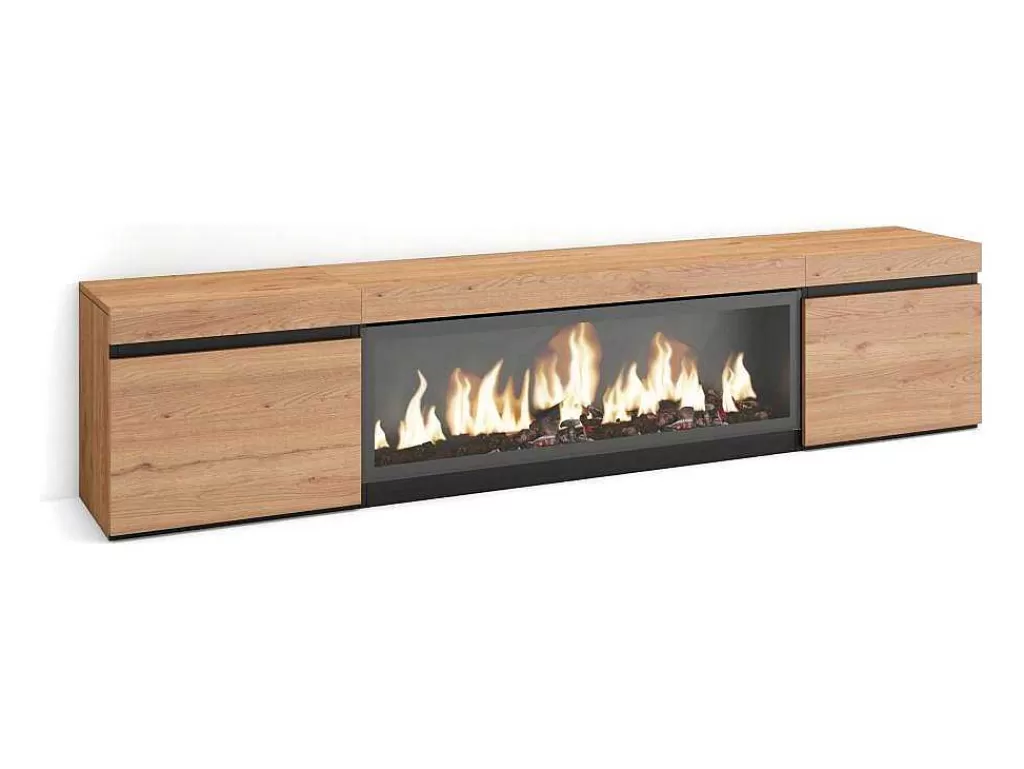Móvel De Tv*Skraut Home Móvel De Tv, 210, Para Televisores Ate 80", Lareira Electrica Xxl, Carvahlo