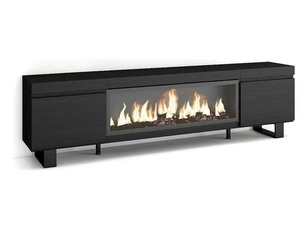 Móvel De Tv*Skraut Home Móvel De Tv, 210, Para Televisores Ate 80", Lareira Electrica Xxl, Design Industrial, Preto