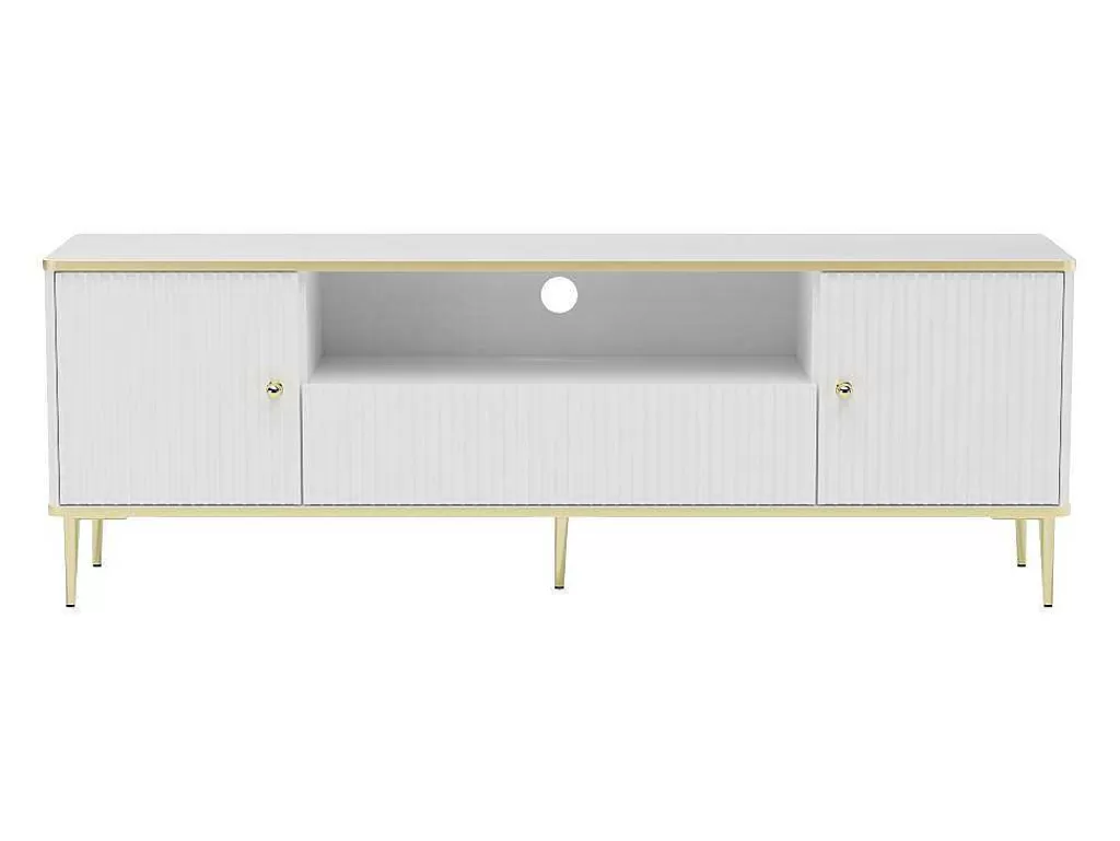 Móvel De Tv*PASCAL MORABITO Móvel De Tv Com 2 Portas, 1 Gaveta E 1 Nicho Em Mdf E Aco Branco E Dourado - Sinead De