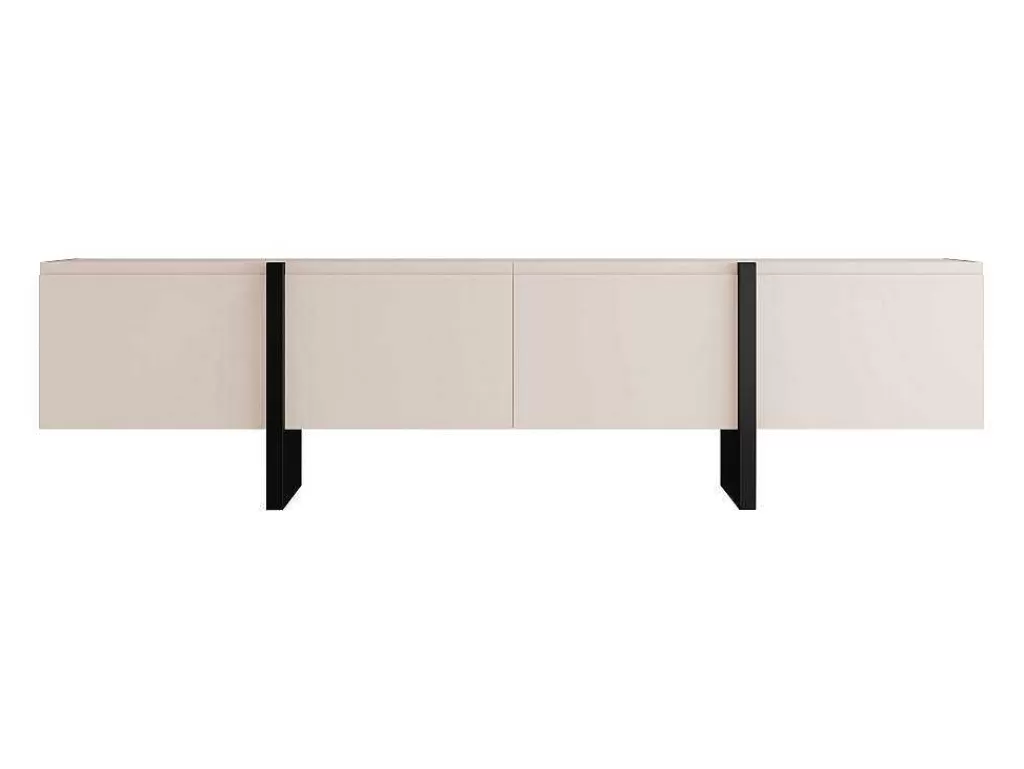 Móvel De Tv*Vente-unique Móvel De Tv Com 4 Portas Em Mdf Bege E Preto - Luvonia
