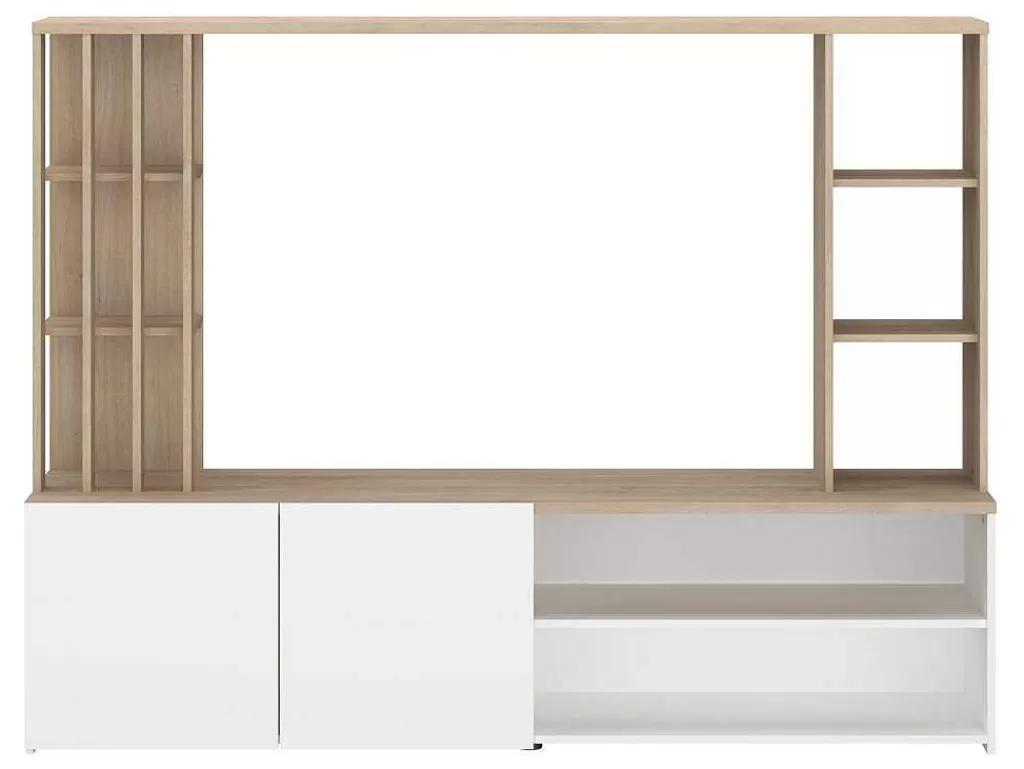 Móvel De Tv*Vente-unique Móvel De Tv Com Espacos De Arrumação, Natural E Branco - Gorbella