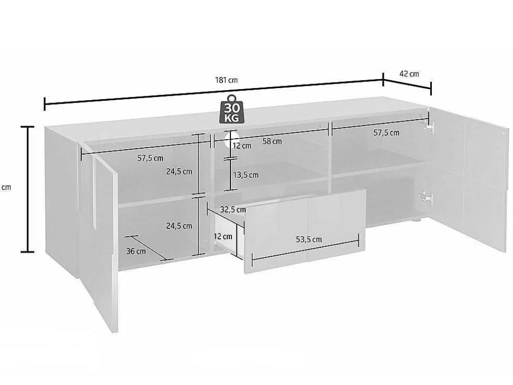 Móvel De Tv*Vente-unique Móvel De Tv Lacado A Branco Com Leds, 2 Portas E 1 Gaveta - Calisto