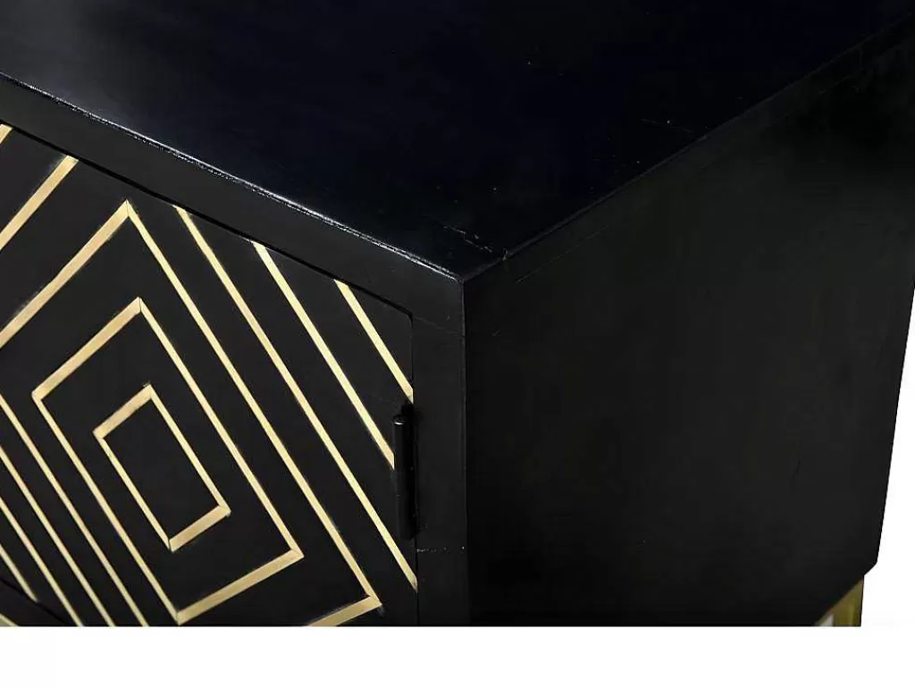 Móvel De Tv*Vente-unique Móvel De Tv Prismin - 2 Portas E 2 Nichos - Mangueira E Metal - Preto