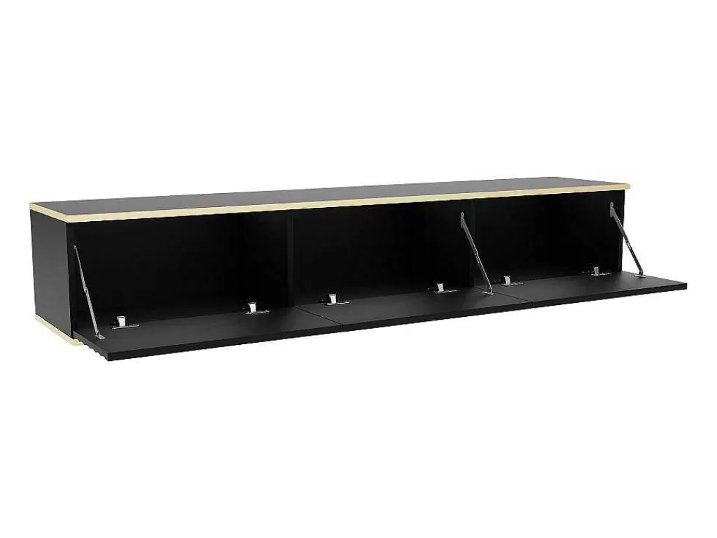 Móvel De Tv*PASCAL MORABITO Móvel De Tv Suspenso Com 3 Portas Em Mdf Preto E Dourado - Alesar De