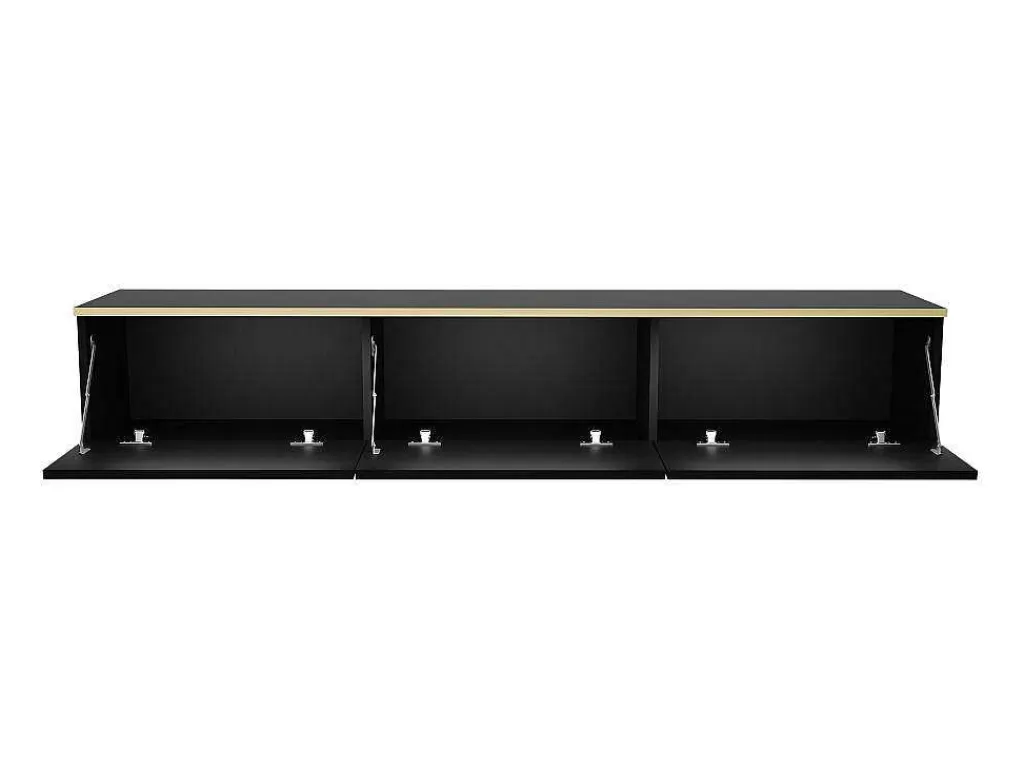 Móvel De Tv*PASCAL MORABITO Móvel De Tv Suspenso Com 3 Portas Em Mdf Preto E Dourado - Alesar De