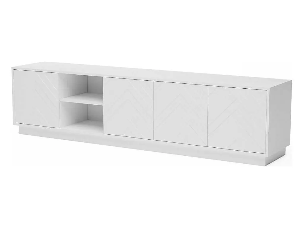 Móvel De Tv*Vente-unique Móvel De Tv Suspenso Com 4 Portas E 2 Nichos Em Mdf Branco - Redonia