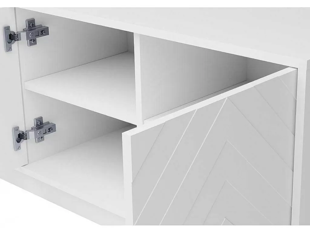 Móvel De Tv*Vente-unique Móvel De Tv Suspenso Com 4 Portas E 2 Nichos Em Mdf Branco - Redonia