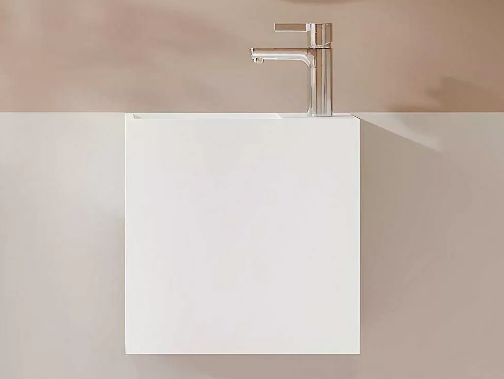 Móvel De Parede Para Casa De Banho*Shower & Design Móvel Lavatório Suspenso Cor Branco Em Solid Surface Com Nicho De 40 Cm - Pumori