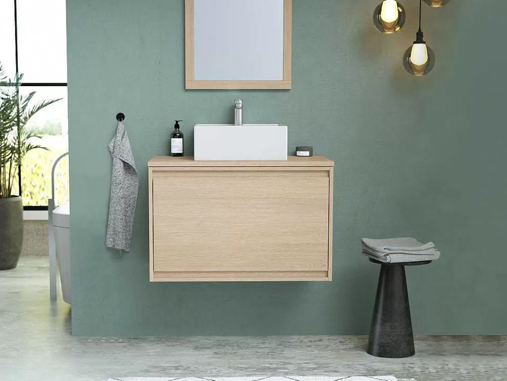 Promoções Casa De Banho & Bem-Estar*Vente-unique Móvel Para Colocar Sob O Lavatório Com Gaveta A Inglesa, Folha De Carvalho, 80 Cm - Mesliva