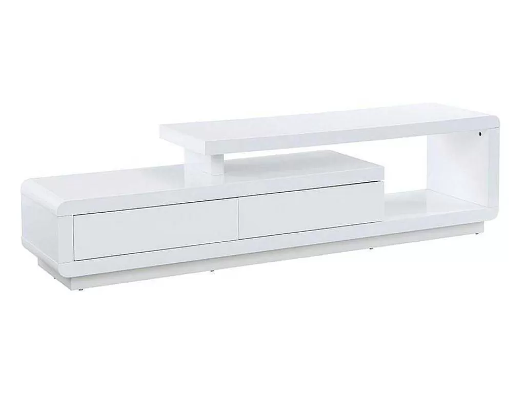 Móvel De Tv*Vente-unique Móvel Para Tv 2 Gavetas Em Mdf Lacado Branco - Artaban