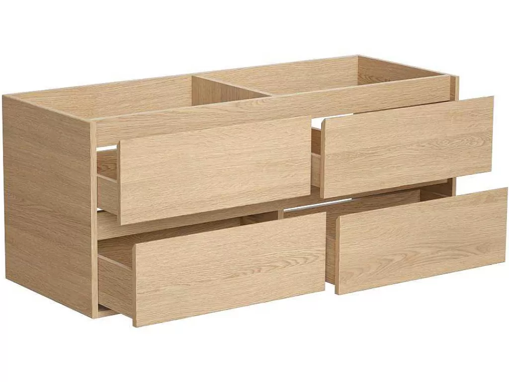 Móvel Lavatório Duplo*Vente-unique Móvel Suspenso De Casa De Banho Com Lavatório De Encastrar E Espelhos, Folha De Carvalho, 120 Cm - Milipam
