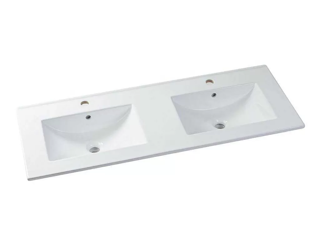 Móvel Lavatório Duplo*Vente-unique Móvel Suspenso De Casa De Banho Com Lavatório De Encastrar E Espelhos, Folha De Carvalho, 120 Cm - Milipam